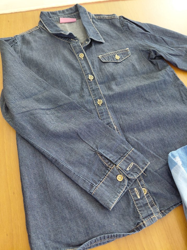 Kız Çocuk Denim Gömlek Uzun Kollu - Görsel 4