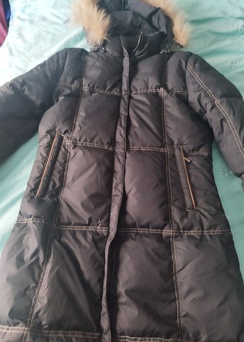 Kürk Detaylı Uzun şişme kaban - Görsel 2