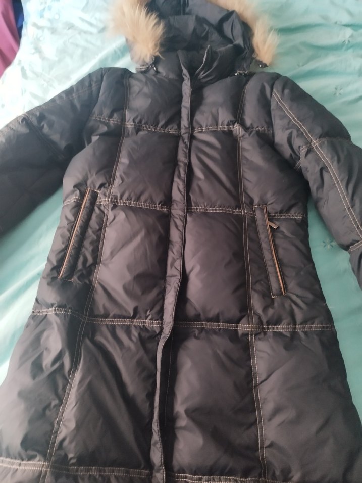 Kürk Detaylı Uzun şişme kaban - Görsel 2