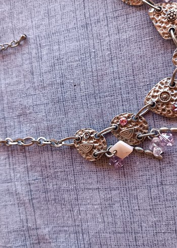 Beden çeşitli Renk Pembe Nakışlı Uzun Bohem Zincir Kolye