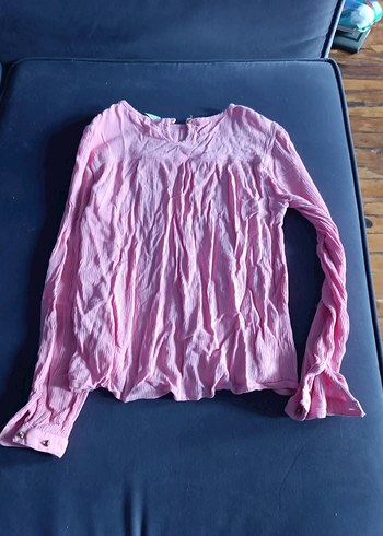 Dantel Detaylı Pembe Keten Gömlek - Görsel 6