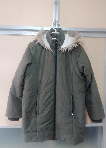 Askeri yeşil Kışlık Kürk Detaylı Mont - Görsel 2