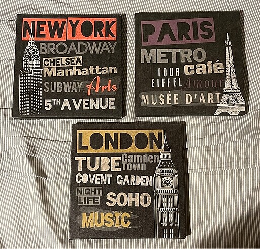 IKEA New York/Paris/London Retro Tablo