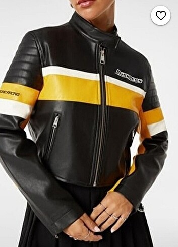 Bershka Bershka yarışçı suni deri biker ceket