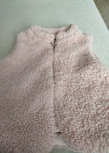 Kız Çocuk Pembe Kürklü Polar Yelek - Görsel 2