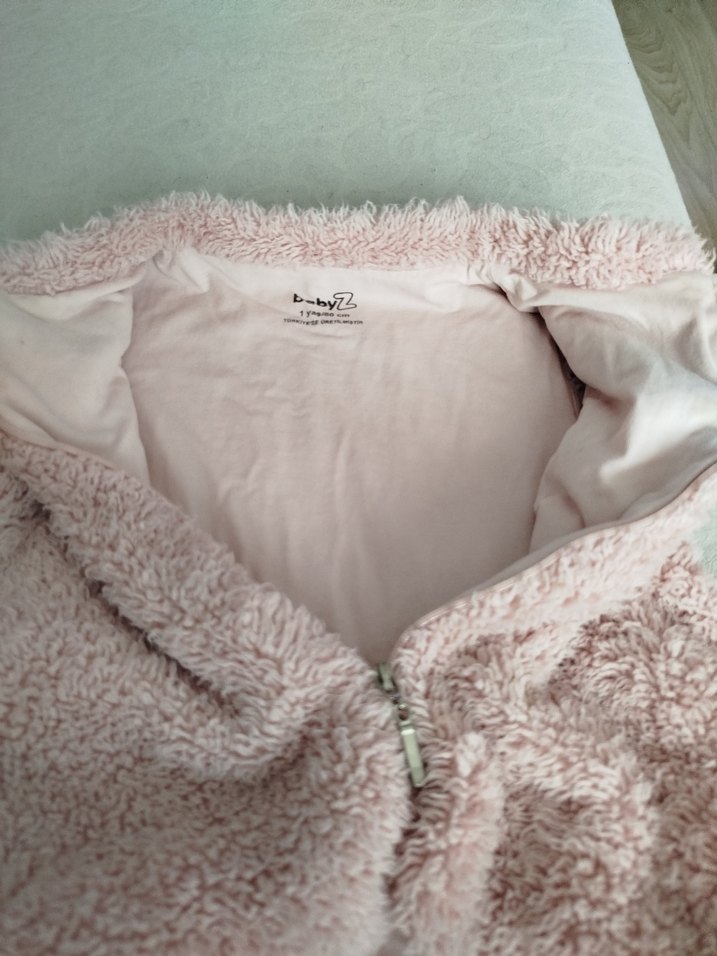 Kız Çocuk Pembe Kürklü Polar Yelek - Görsel 4