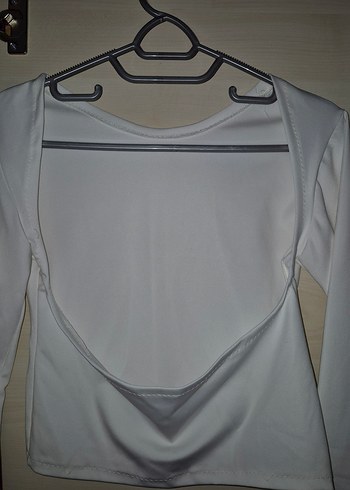 Beyaz Denim Transparan Crop Top - Görsel 3