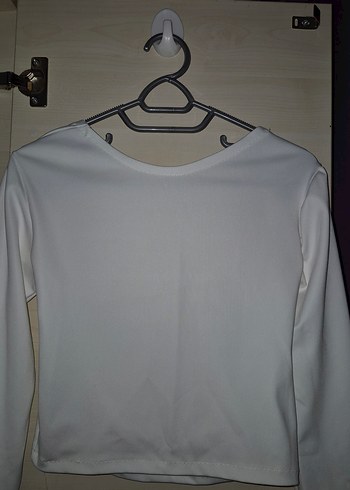 Beyaz Denim Transparan Crop Top - Görsel 2