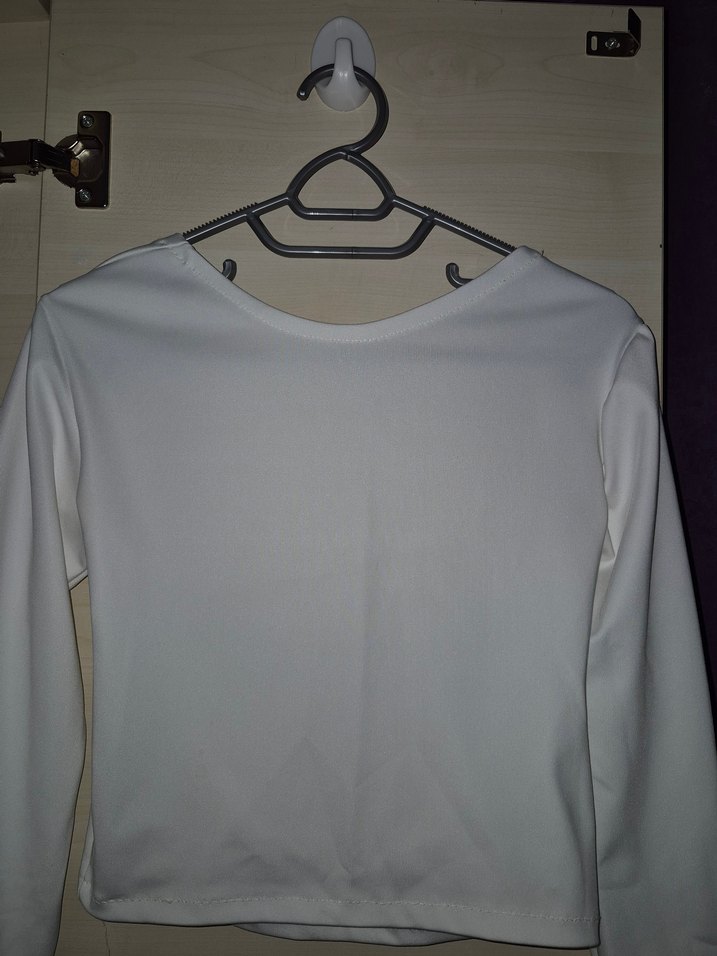 Beyaz Denim Transparan Crop Top - Görsel 2