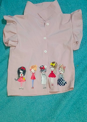 Diğer Kız Çocuk Pembe Düğmeli Tişört