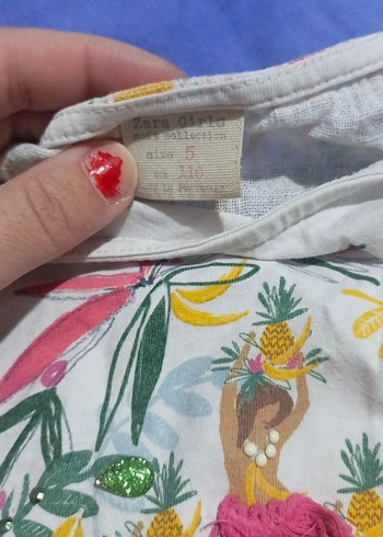 Zara Beyaz Baskılı Kız Çocuk Tişörtü