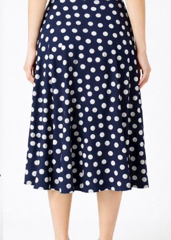 lacivert Puantiyeli  Midi Etek - Görsel 3