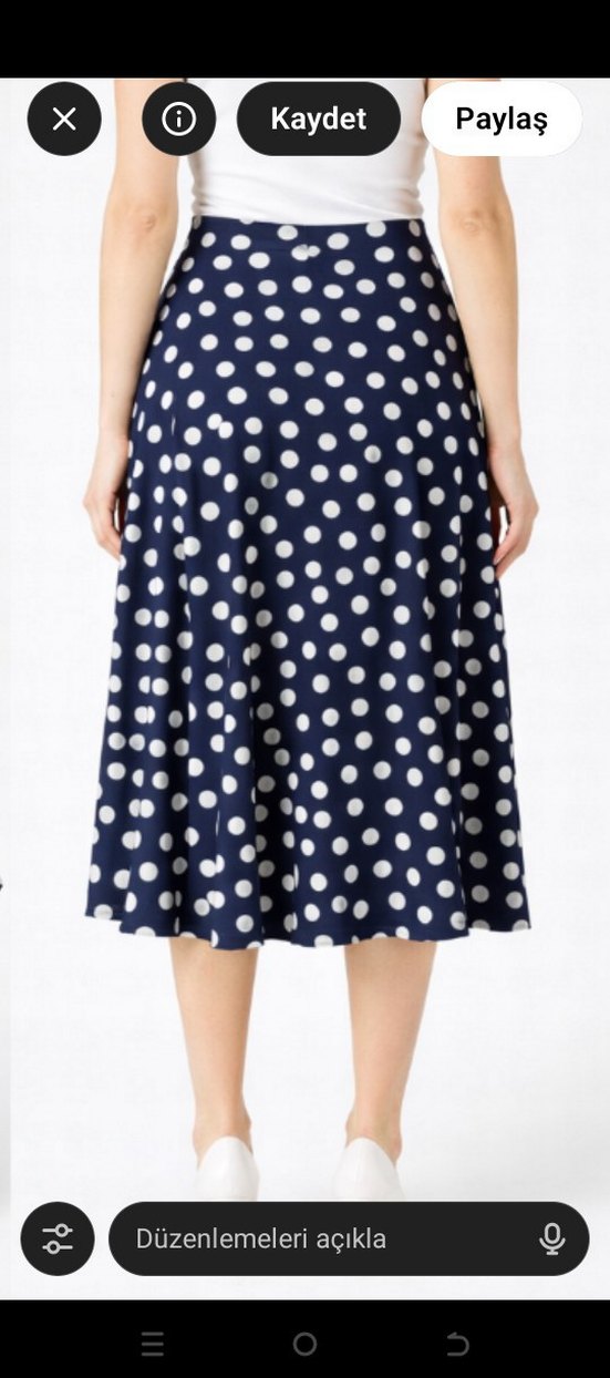 lacivert Puantiyeli  Midi Etek - Görsel 3