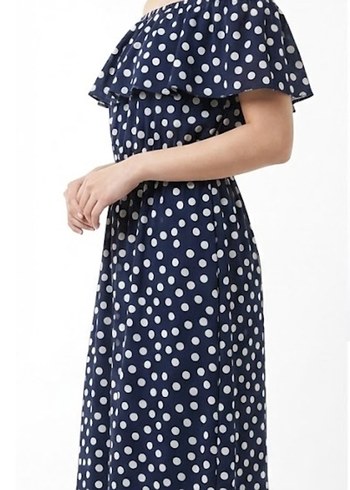Puantiyeli Midi Elbise - Görsel 2