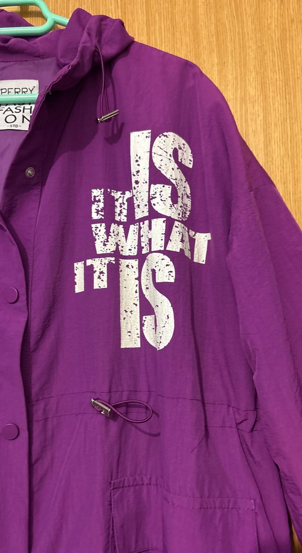 Kadın Mor Uzun Düğmeli Yağmurluk - Görsel 5