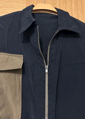 Siyah Uzun Keten Fermuarlı Ceket - Görsel 6