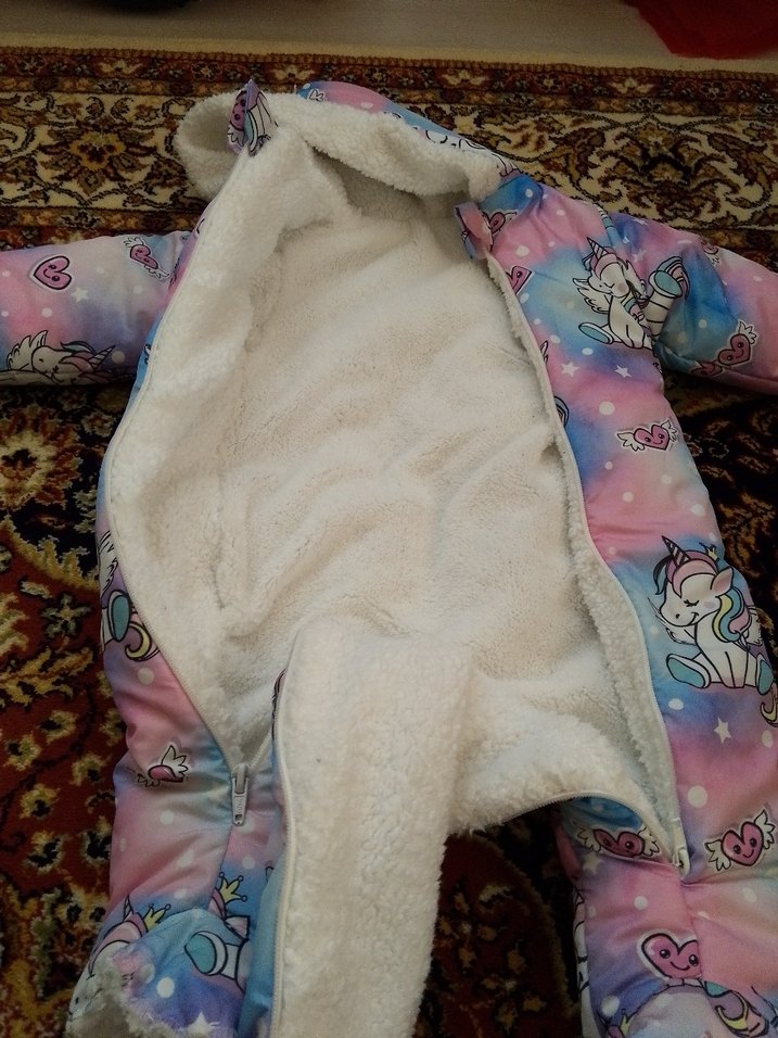 Kız Bebek Renkli Bağlama Desenli Kürklü Tulumu - Görsel 2