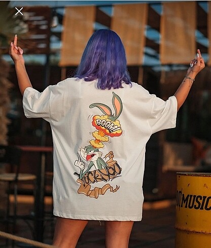 Oversıze baskılı unısex tshirt