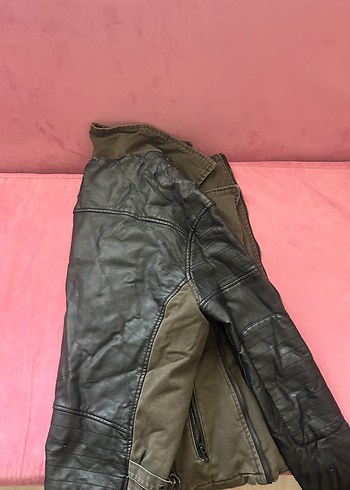 Kahverengi Deri Fermuarlı Unisex Ceket - Görsel 3