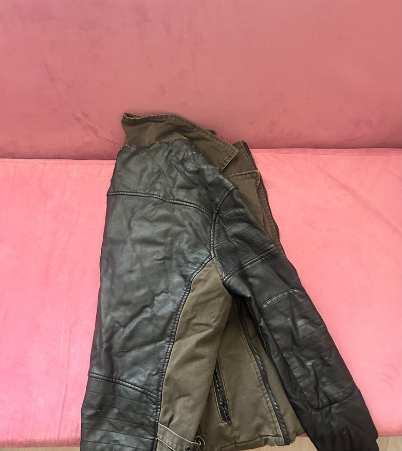 Kahverengi Deri Fermuarlı Unisex Ceket - Görsel 3