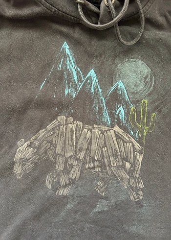 Kapüşonlu Baskılı Sweatshirt - Görsel 3