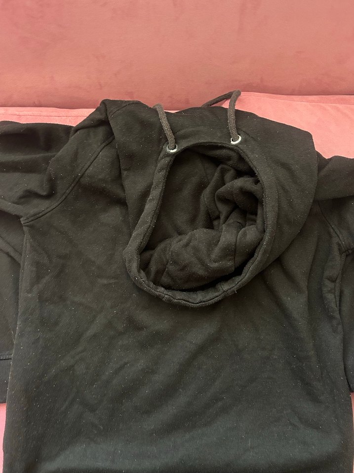 Siyah Kapüşonlu Baskılı Sweatshirt - Görsel 4