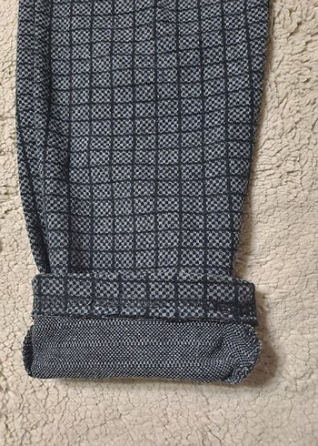 Vintage Gri Beli Kuşaklı Kareli Kadın Pantolon - Görsel 5