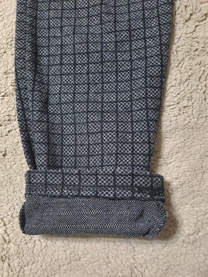 Vintage Gri Beli Kuşaklı Kareli Kadın Pantolon - Görsel 5