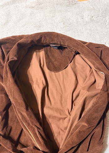 Vintage Fitilli Kadife Kahverengi Midi Boy Sabahlık/Röpteşambır - Görsel 5