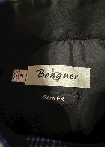 Vintage 2000s Mavi Kareli Kısa Kollu Slim Fit Gömlek - Görsel 4