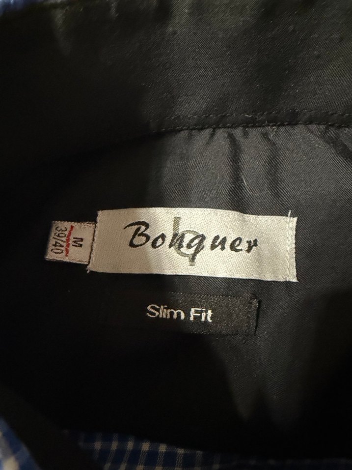 Vintage 2000s Mavi Kareli Kısa Kollu Slim Fit Gömlek - Görsel 4