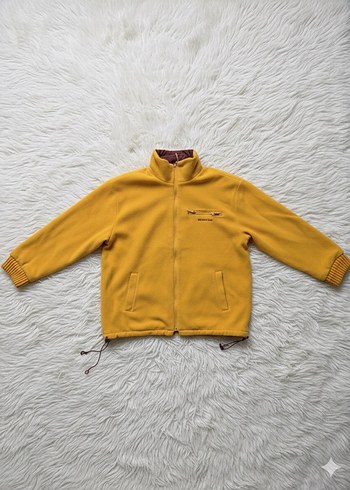 Vintage Sarı/Bordo Çift Taraflı Fermuarlı Çıt Çıtlı Peluş Mont - Görsel 2