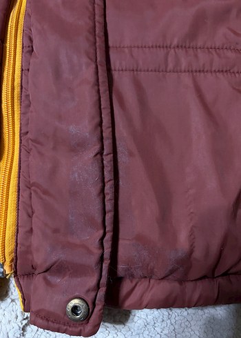 Vintage Sarı/Bordo Çift Taraflı Fermuarlı Çıt Çıtlı Peluş Mont - Görsel 9