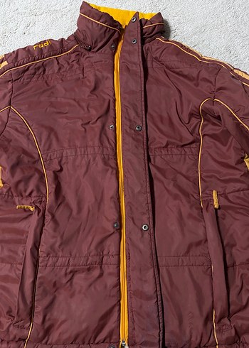 Vintage Sarı/Bordo Çift Taraflı Fermuarlı Çıt Çıtlı Peluş Mont - Görsel 8