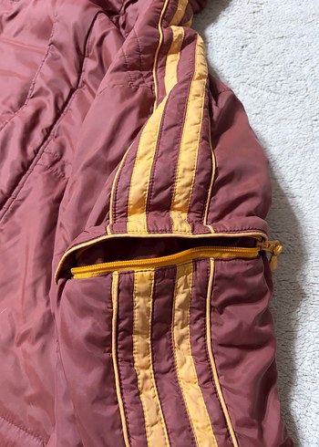 Vintage Sarı/Bordo Çift Taraflı Fermuarlı Çıt Çıtlı Peluş Mont - Görsel 14