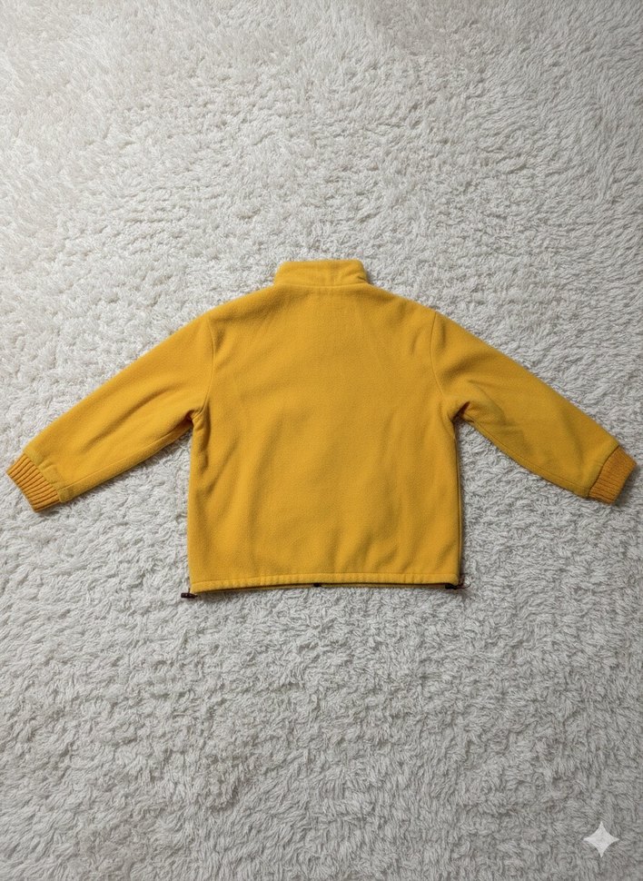 Vintage Sarı/Bordo Çift Taraflı Fermuarlı Çıt Çıtlı Peluş Mont - Görsel 3