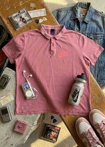 Nike Vintage Nike Pembe Buyuk Beden Polo Yaka Tisort