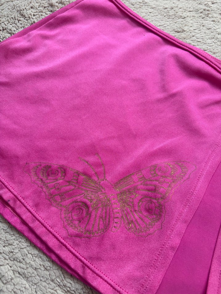 Vintage Fairycore Pembe Fuşya Kelebekli Mini Plaj Eteği — görsel 4/7