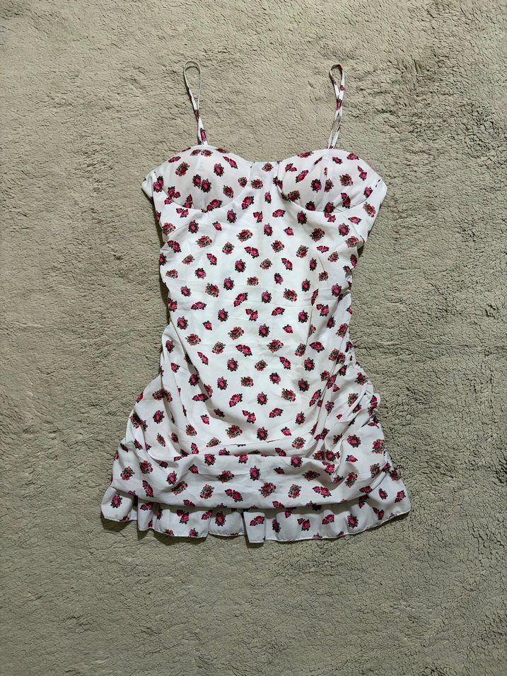 Vintage Sevenday Romantik Çiçekli Straplez Askılı Mini Elbise — görsel 2/10
