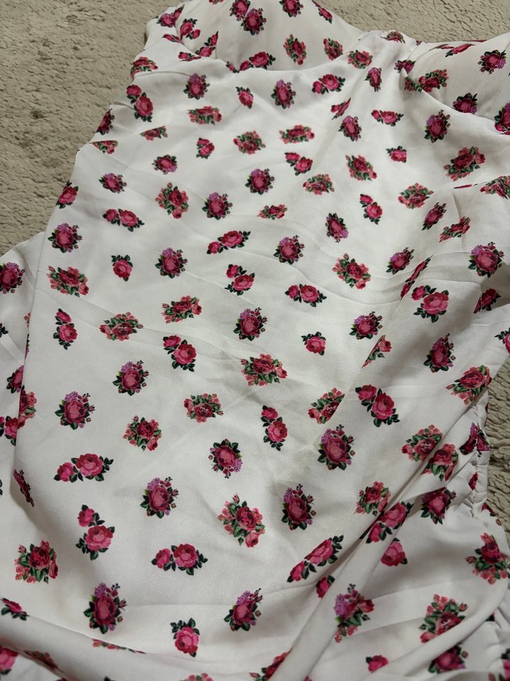 Vintage Sevenday Romantik Çiçekli Straplez Askılı Mini Elbise — görsel 4/10