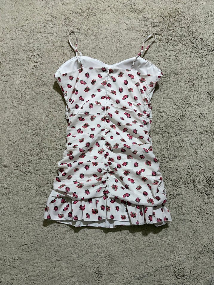 Vintage Sevenday Romantik Çiçekli Straplez Askılı Mini Elbise — görsel 3/10