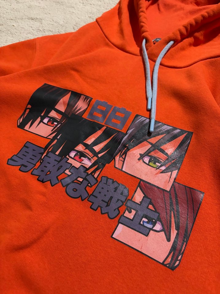 Vintage Koton Turuncu Kapüşonlu Anime Baskılı Sweatshirt/Hoodie — görsel 4/8