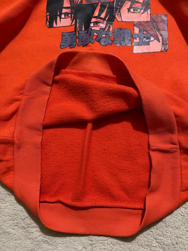 Vintage Koton Turuncu Kapüşonlu Anime Baskılı Sweatshirt/Hoodie — görsel 7/8