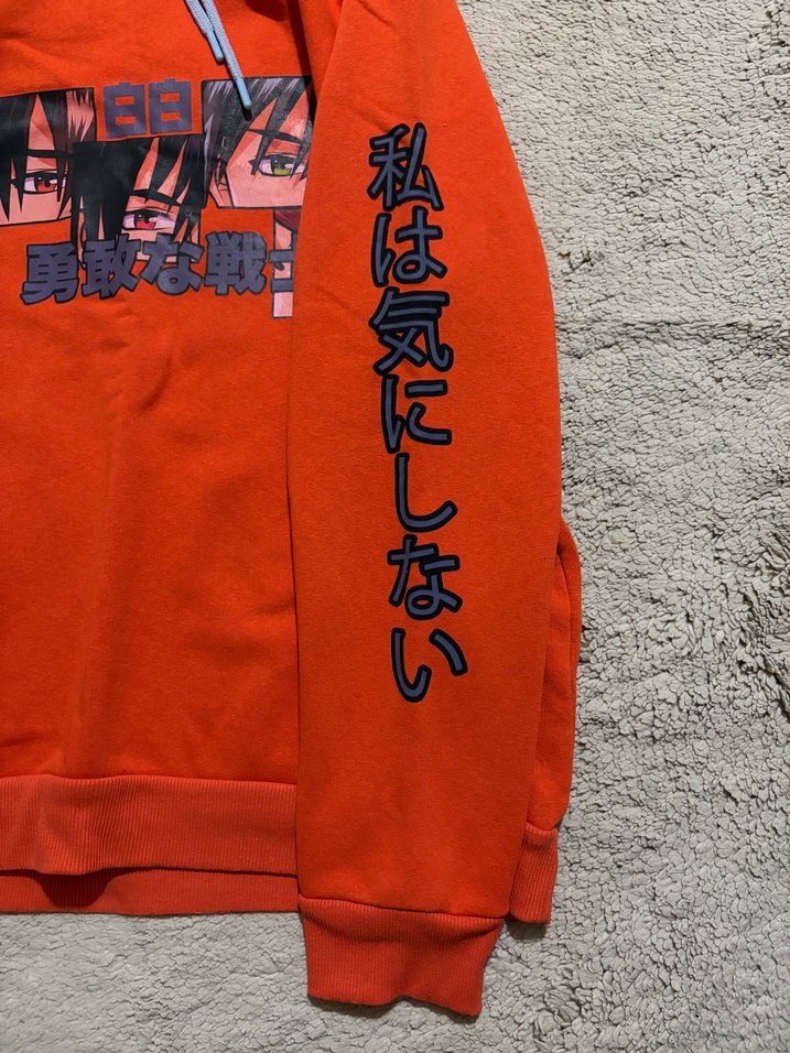 Vintage Koton Turuncu Kapüşonlu Anime Baskılı Sweatshirt/Hoodie — görsel 6/8
