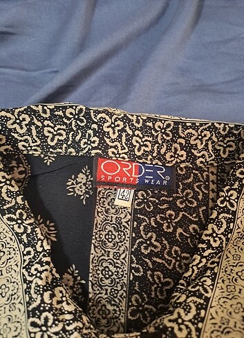 xl Beden Etnik Desenli Vintage Polo Yaka Bluz