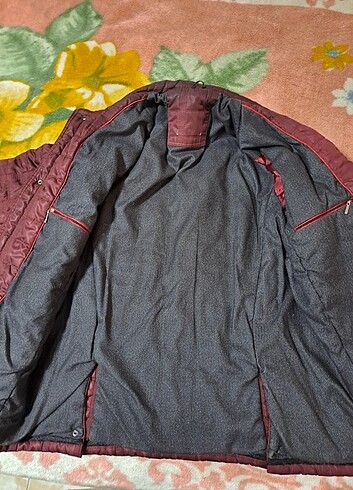 l Beden bordo Renk SİM Bordo Kapitone Ceket/Mont