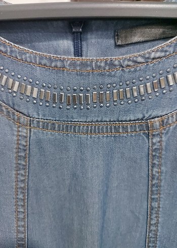 Büyük Beden Taşlı Tencel Elbise - Görsel 2