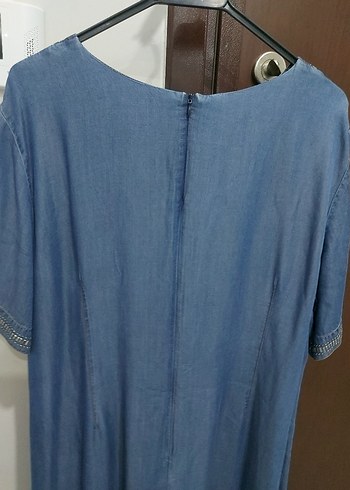 Büyük Beden Taşlı Tencel Elbise - Görsel 5