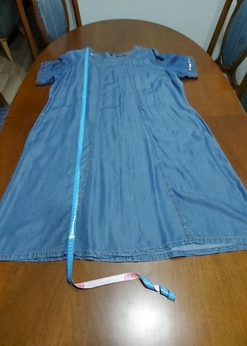 Büyük Beden Taşlı Tencel Elbise - Görsel 9