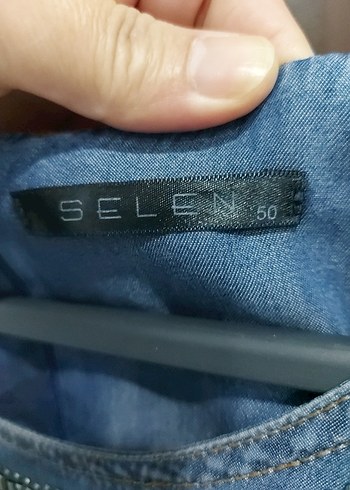 Büyük Beden Taşlı Tencel Elbise - Görsel 4